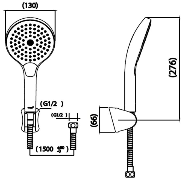 Bản vẽ kích thước tay sen cotto zh 023 hm