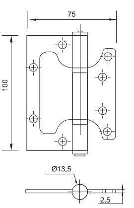 Bảng vẽ kỹ thuật bản lề âm dương yale YFH01US32D