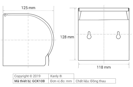 Bản vẽ kỹ thuật hộp đựng giấy Kanly GCK10B màu đen