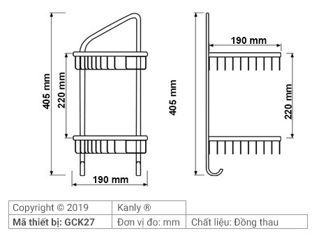 Bản vẽ kỹ thuật kệ góc 2 tầng Kanly GCK27