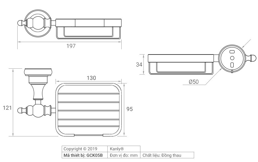 Bản vẽ kỹ thuật khay đựng xà phòng Kanly GCK05B