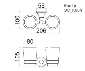 Bản vẽ kỹ thuật ly đôi nhỏ Kanly GCK08 đựng bàn chải