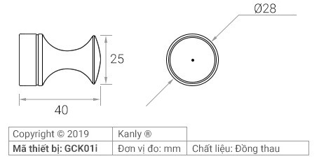 Bản vẽ móc áo Kanly GCK01I treo tường