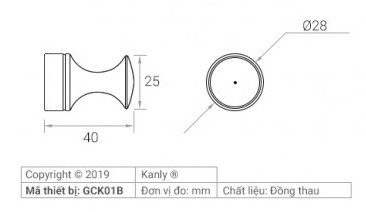Bản vẽ kỹ thuật móc áo Kanly GCK01IB