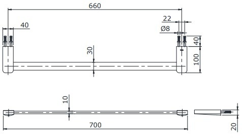 Bản vẽ thanh treo khăn TOTO TX 701ARS