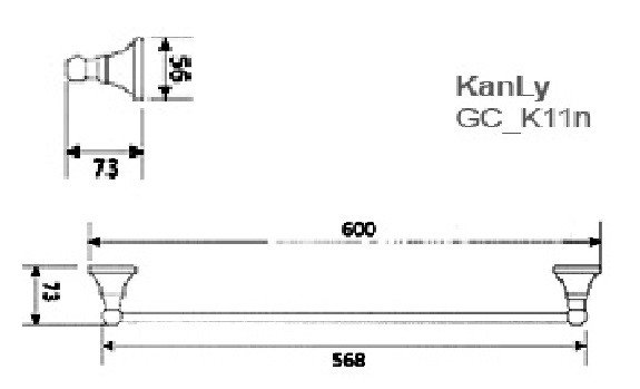 Bản vẽ kỹ thuật thanh vắt khăn Kanly GCK11