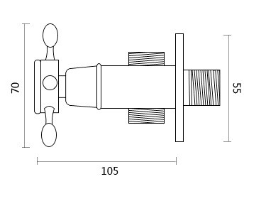 Bản vẽ kích thước van T chia nước Kanly GCV12B