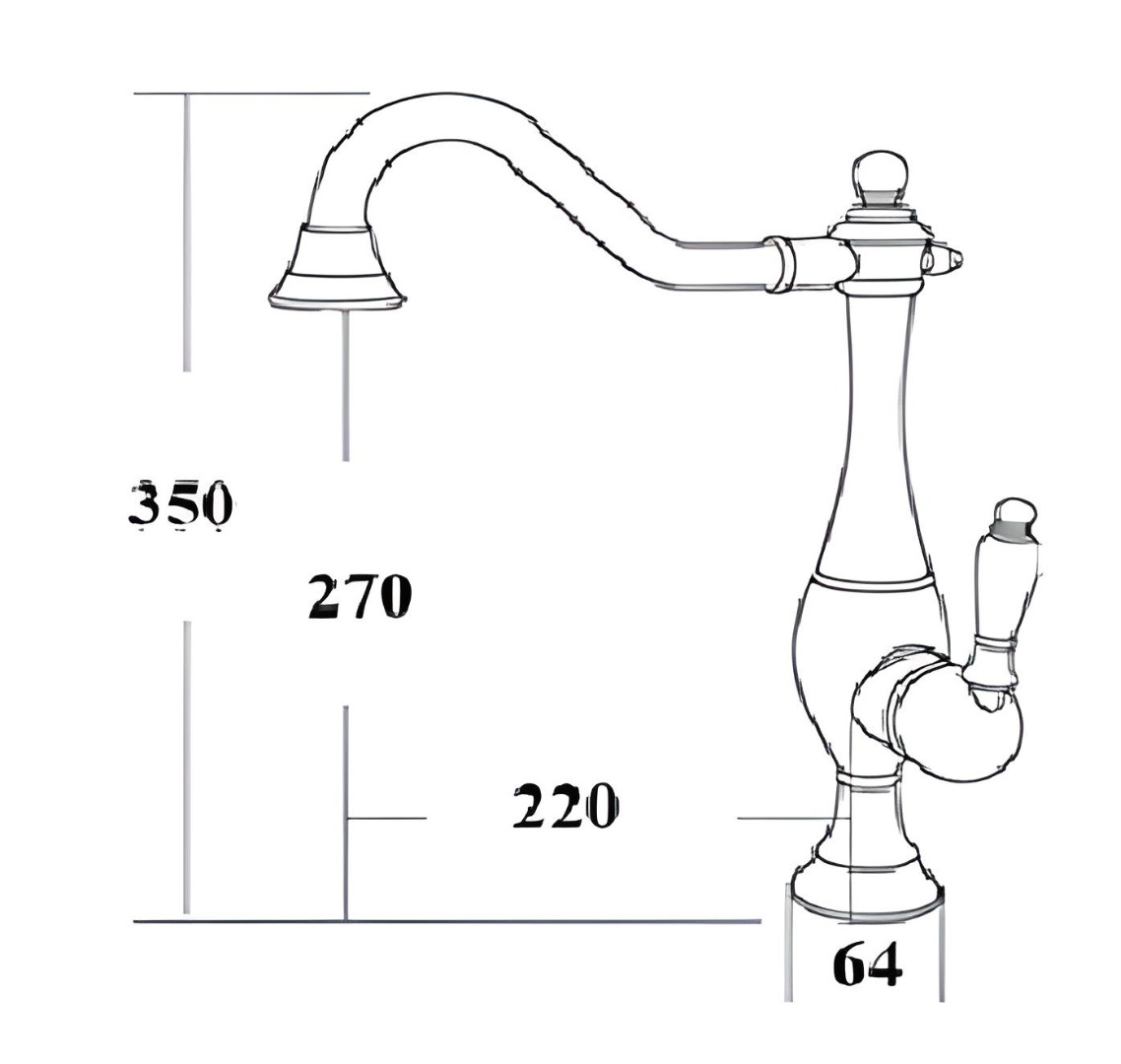 Bản vẽ kích thước vòi rửa chén nóng lạnh Kanly GCC06