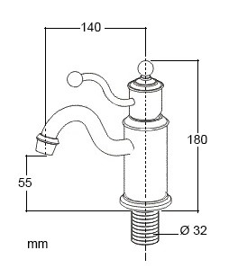 Bản vẽ kích thước vòi lavabo Kanly GCV08