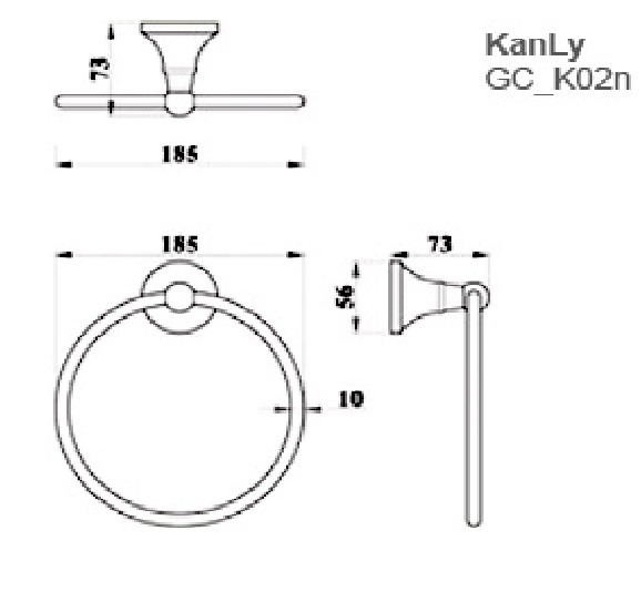 Bản vẽ kỹ thuật vòng treo khăn Kanly GCK02
