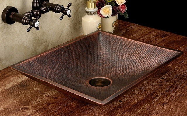 Hình ảnh thực tế chậu rửa mặt đồng thau Kanly CS03 đặt bàn