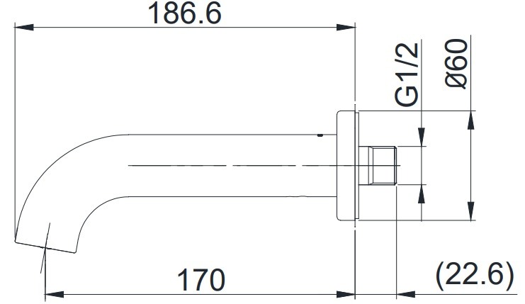 Bản vẽ vòi xả bồn gắn tường TOTO TBG11001B