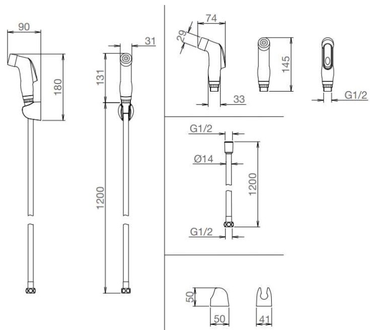 Bản vẽ kỹ thuật vòi xịt Viglacera VG826 