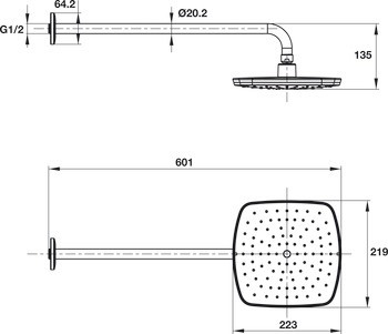 Bản vẽ bát sen Hafele 485.60.610 gắn tường