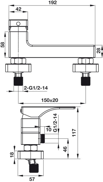 Bản vẽ bộ trộn nổi Hafele 495.61.123 Regal