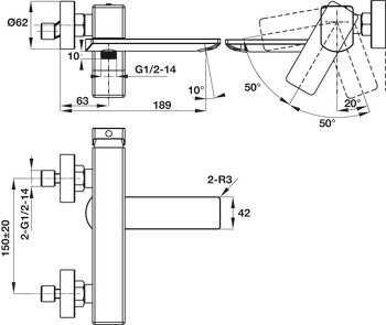 Bản vẽ củ sen Hafele 495.61.122 nóng lạnh