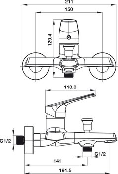 Bản vẽ bộ trộn nổi Hafele 495.61.123 Regal
