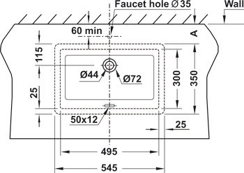Bản vẽ lavabo âm bàn Hafele 588.79.014