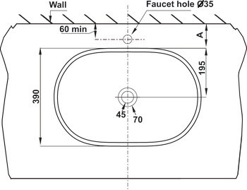 Bản vẽ chậu lavabo đặt bàn Hafele 588.79.030