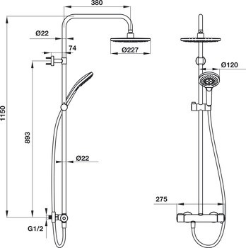 Bản vẽ sen cây nhiệt độ Hafele 495.60.101 Intensity