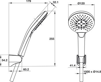 Bản vẽ tay sen Hafele 485.60.051 AirSense 