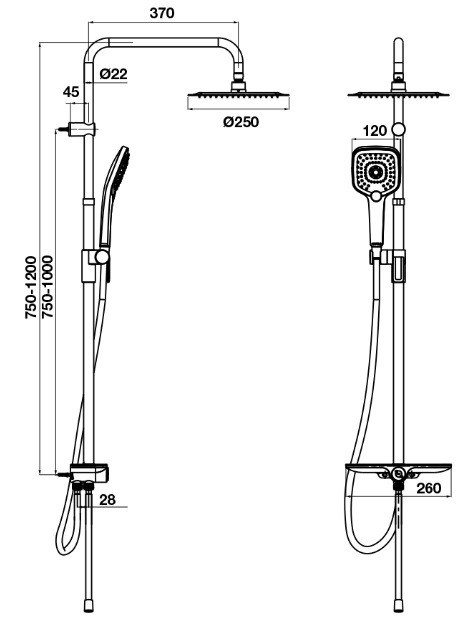 Bản vẽ thân sen cây Hafele  589.23.155 Intensity