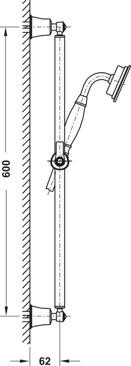 Bản vẽ thanh trượt sen tay Hafele 589.35.037 màu đồng