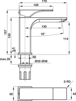 Bản vẽ vòi chậu nóng lạnh Hafele 495.61.120