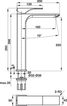 Bản vẽ vòi chậu nóng lạnh Hafele 495.61.121 Regal