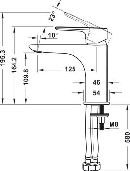 Bản vẽ vòi chậu lavabo Hafele 589.15.030 màu đen