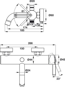 Bản vẽ vòi sen nóng lạnh Hafele 495.61.145 Roots