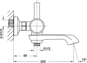 Bản vẽ vòi sen Hafele 589.35.036 màu đồng
