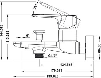 Bản vẽ củ sen nóng lạnh Hafele 589.15.035 màu đen