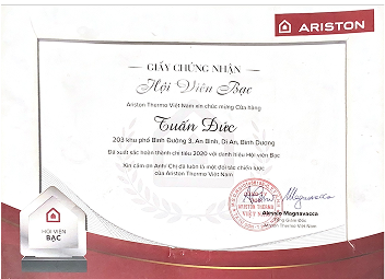 Chứng nhận đại lý ariston