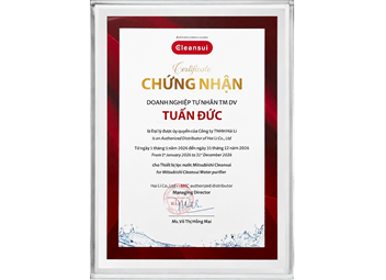 Chứng nhận đại lý ủy quyền MITSUBISHI CLEANSUI 2026