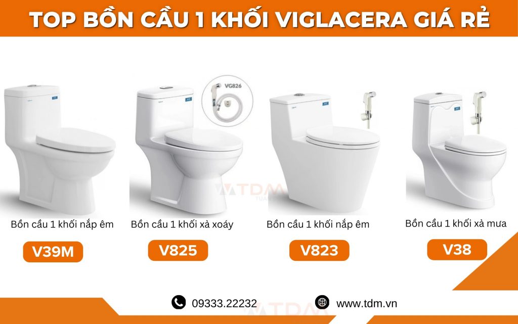 Top bồn cầu 1 khối Viglacera giá rẻ tại TP.HCM và Hà Nội
