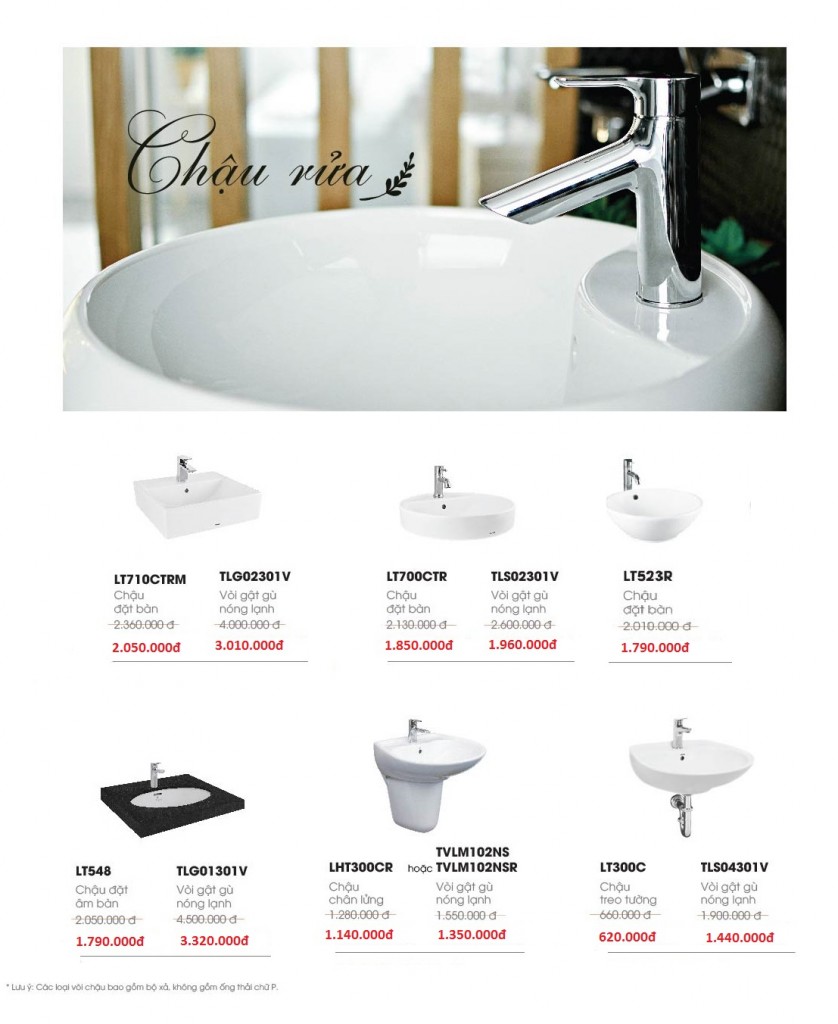 khuyến mãi giảm giá thiết bị vệ sinh TOTO 2017