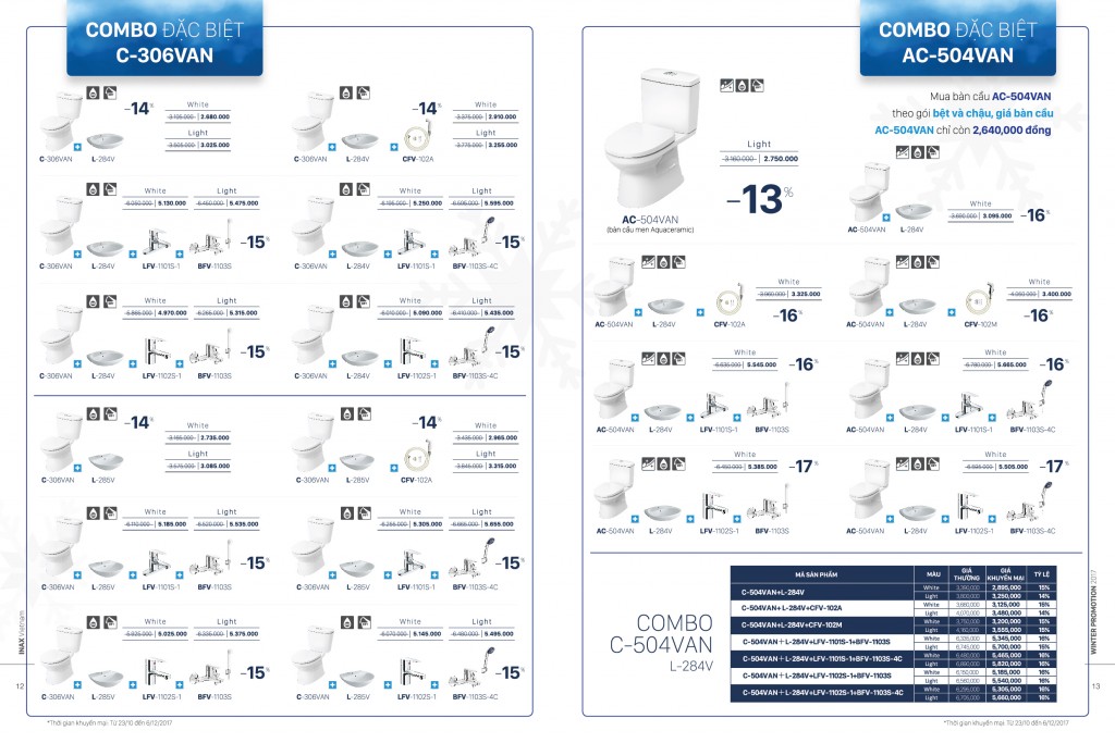 Thiết bị vệ sinh Inax khuyến mãi mùa đông