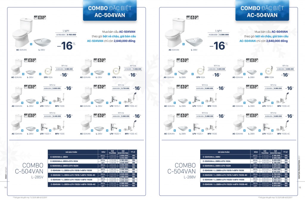 Thiết bị vệ sinh Inax khuyến mãi mùa đông