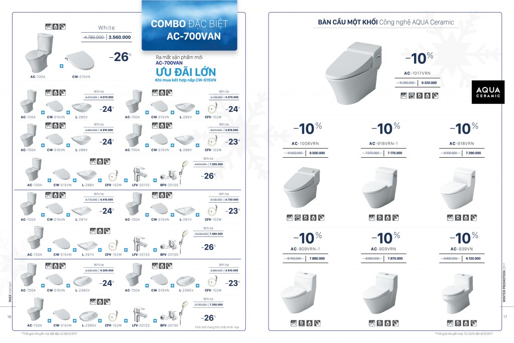 Thiết bị vệ sinh Inax khuyến mãi mùa đông