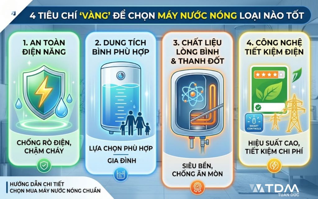 4 tiêu chí vàng để chọn máy nước nóng loại nào tốt