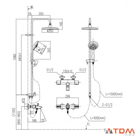 Nên lắp đặt theo đúng bản vẽ của sản phẩm sen vòi của hãng