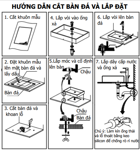 cách lắp lavabo đặt bàn