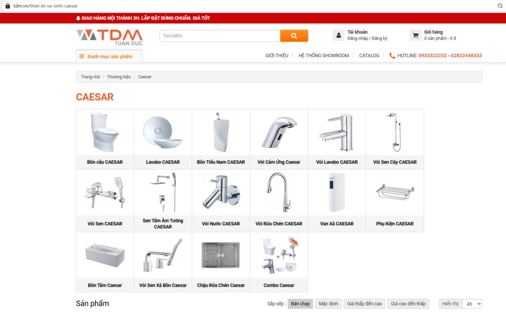 TDM Tuấn Đức cung cấp đa dạng mẫu mã thiết bị vệ sinh Caesar