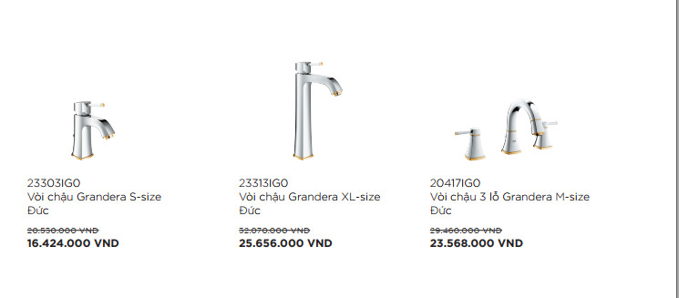 Thiết bị vệ sinh Grohe khuyến mãi