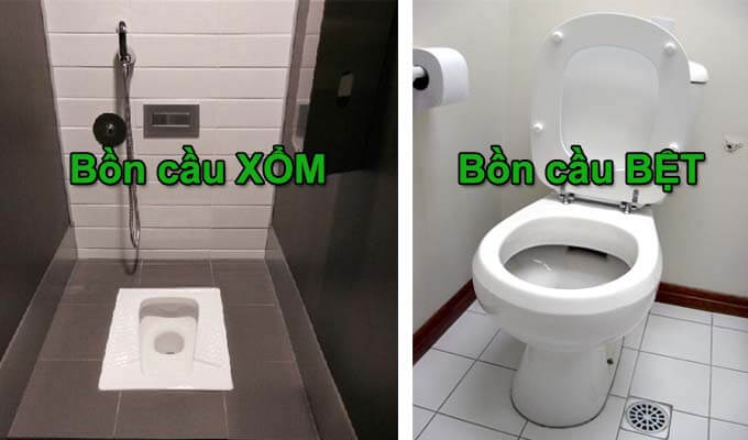 Bồn cầu xổm và bồn cầu bệt