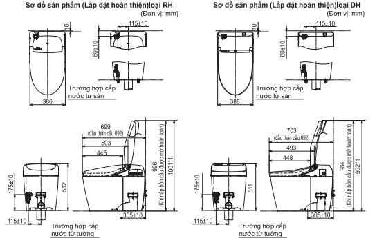 Sơ đồ lắp bồn cầu Toto Neorest