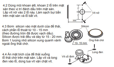 Lắp đặt đế thải bồn cầu Inax