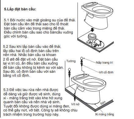 Lắp bàn cầu Inax lên đế thải