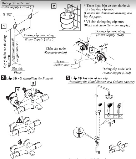 hướng dẫn lắp sen cây nhiệt độ